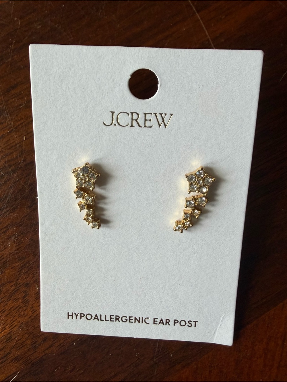 J. Crew Gold Star Cascade Ear Climbers with Clear Crystals